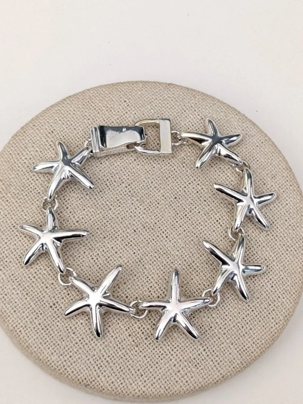 Silver starfish magnetic closure bracelet